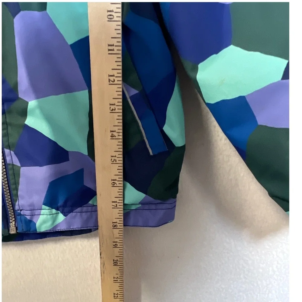Hanna‎ Andersson Kids Blue Green Mosaic Geometric Hooded Coat Jacket 120 6-7